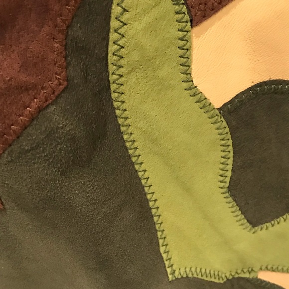 🍃Vintage 60’s70’s Patchwork Suede/Leather Skirt🍃 - Picture 2 of 8